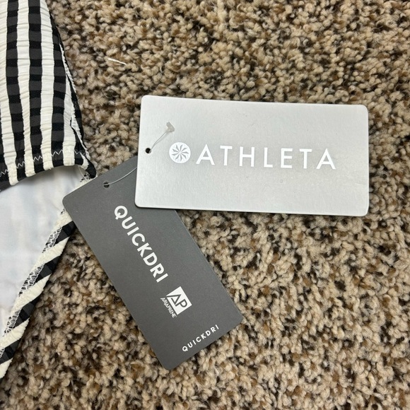 NWT Athleta Stripe Seersucker V-Neck One Piece Black & White Women’s Size Small - Picture 5 of 9